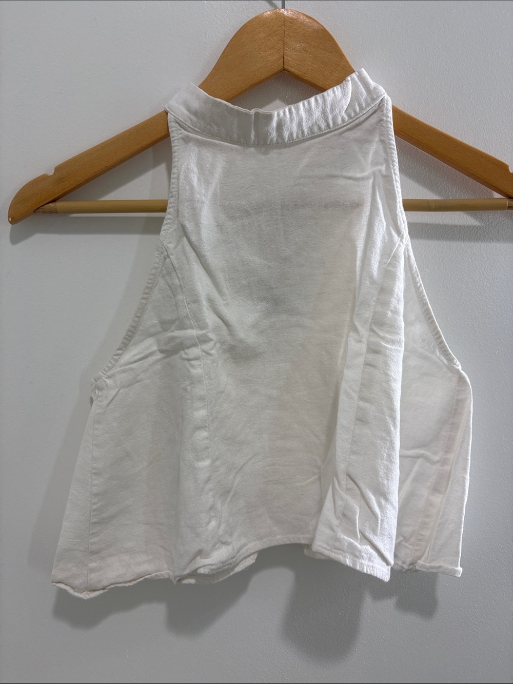White Sleeveless High Neck Crop Top